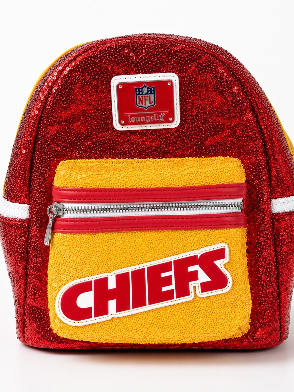 Loungefly Kansas City Chiefs Sequin Mini Backpack NFL ❤️💛 Retired edition NWT